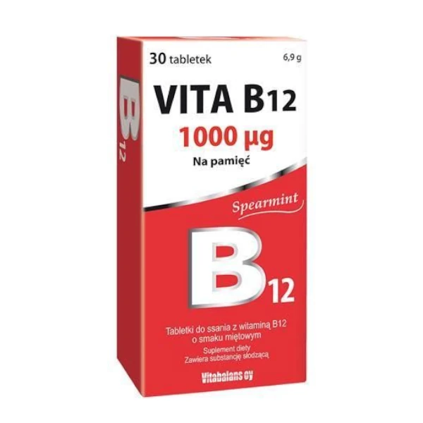 VITA B12 1000 mcg tabletki do ssania o smaku miętowym – 30 tabletek